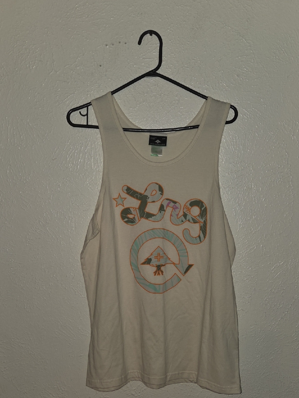 LRG Cream Tank Top with Orange & Teal Logo